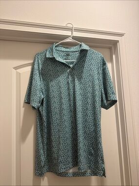 Travis Mathew Teal Micro-Print Polo
